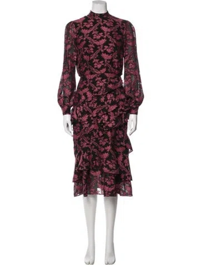 Pre-owned Saloni Floral Print Midi Length Dress In Multi