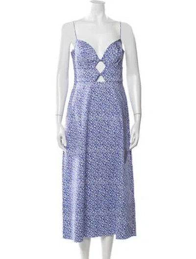Pre-owned Saloni Floral Print Midi Length Dress W/ Tags In Blue