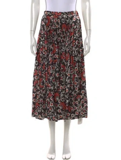 Pre-owned Saloni Floral Print Midi Length Skirt In Black