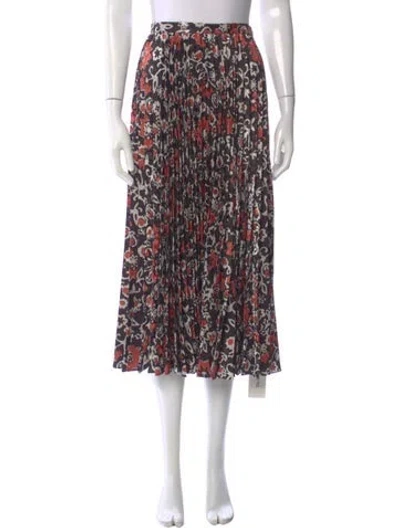 Pre-owned Saloni Floral Print Midi Length Skirt In Brown