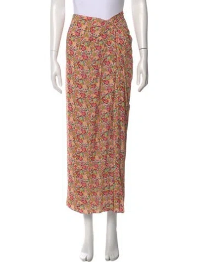 Pre-owned Saloni Floral Print Midi Length Skirt In Neutral