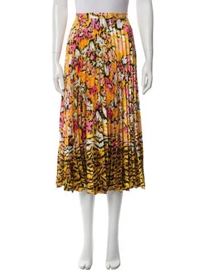 Pre-owned Saloni Floral Print Midi Length Skirt In Yellow