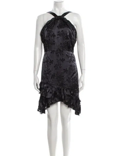 Pre-owned Saloni Floral Print Mini Dress In Black
