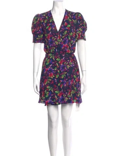 Pre-owned Saloni Floral Print Mini Dress In Black