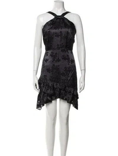 Pre-owned Saloni Floral Print Mini Dress In Black