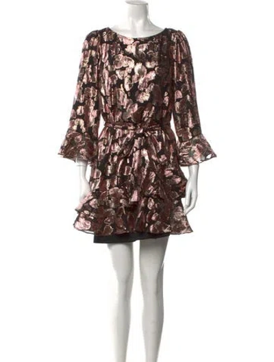 Pre-owned Saloni Floral Print Mini Dress In Black