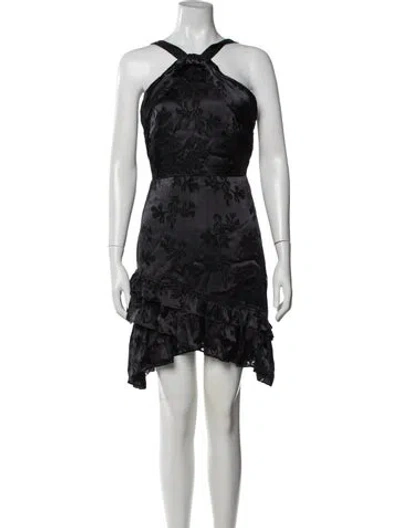 Pre-owned Saloni Floral Print Mini Dress In Black