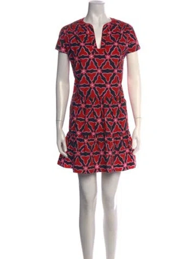 Pre-owned Saloni Floral Print Mini Dress In Black/red