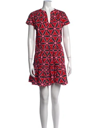 Pre-owned Saloni Floral Print Mini Dress In Black/red