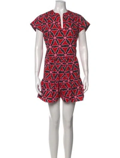 Pre-owned Saloni Floral Print Mini Dress In Black/red