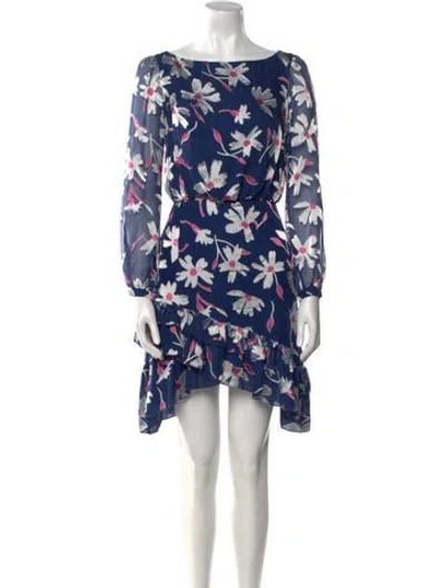 Pre-owned Saloni Floral Print Mini Dress In Blue