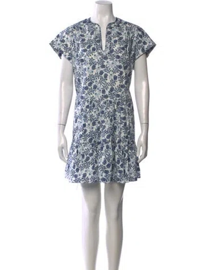 Pre-owned Saloni Floral Print Mini Dress In Blue