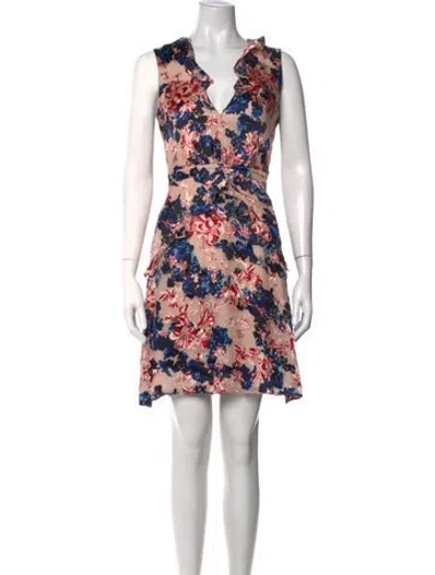 Pre-owned Saloni Floral Print Mini Dress In Blue