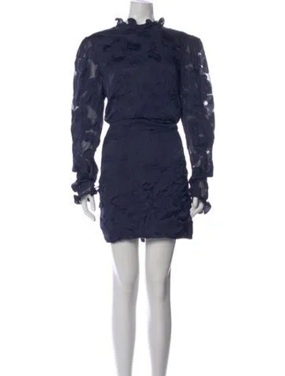 Pre-owned Saloni Floral Print Mini Dress In Gray