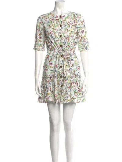 Pre-owned Saloni Floral Print Mini Dress In Green