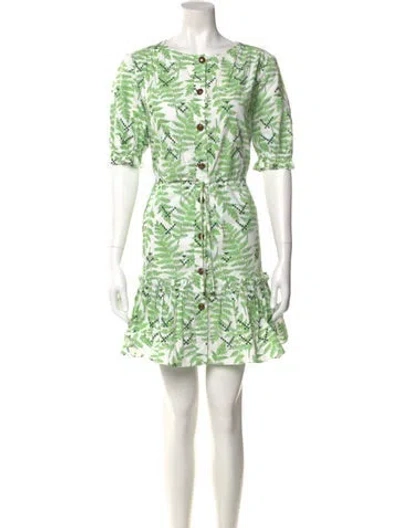Pre-owned Saloni Floral Print Mini Dress In Green