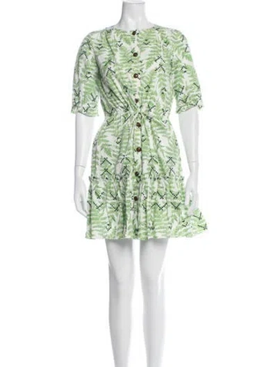 Pre-owned Saloni Floral Print Mini Dress In Green