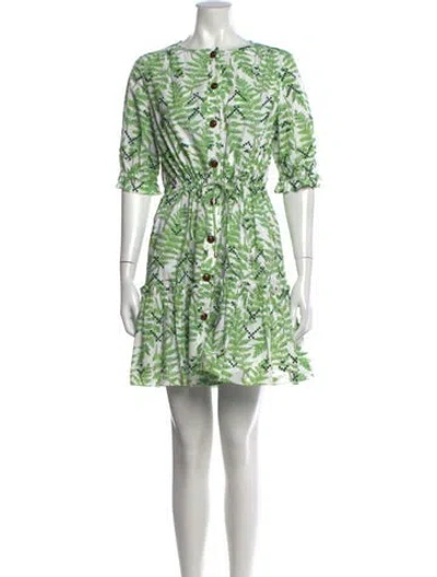 Pre-owned Saloni Floral Print Mini Dress In Green