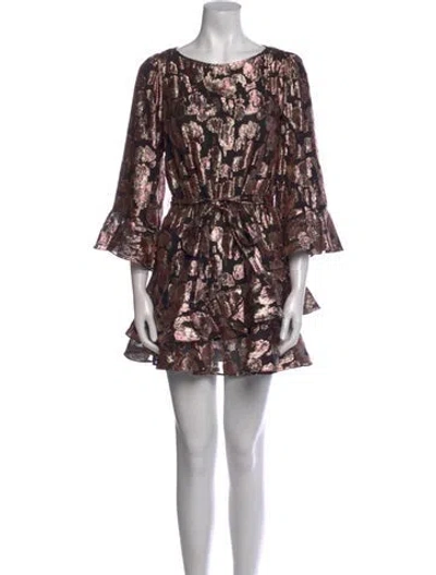 Pre-owned Saloni Floral Print Mini Dress In Multi