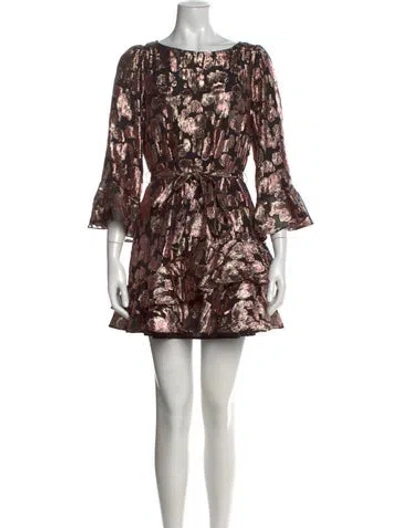 Pre-owned Saloni Floral Print Mini Dress In Multi