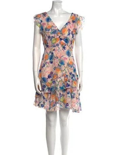 Pre-owned Saloni Floral Print Mini Dress In Multi