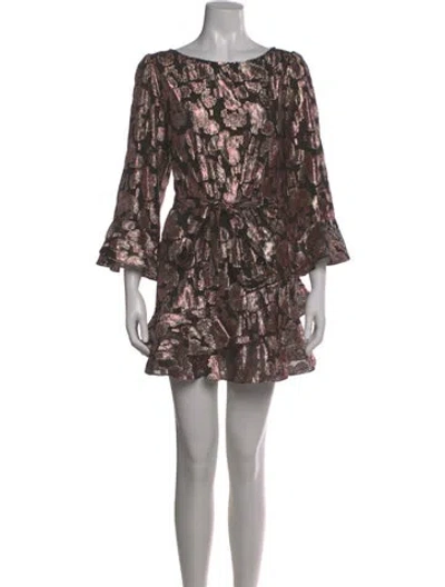 Pre-owned Saloni Floral Print Mini Dress In Multi