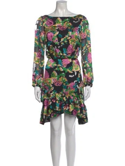Pre-owned Saloni Floral Print Mini Dress In Multi