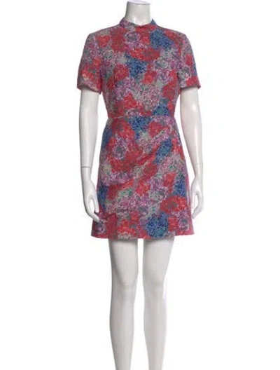Pre-owned Saloni Floral Print Mini Dress In Multi
