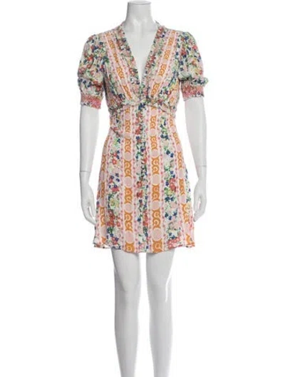 Pre-owned Saloni Floral Print Mini Dress In Multi