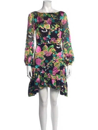 Pre-owned Saloni Floral Print Mini Dress In Multicolor