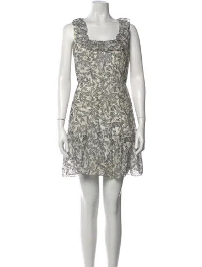 Pre-owned Saloni Floral Print Mini Dress In Neutral