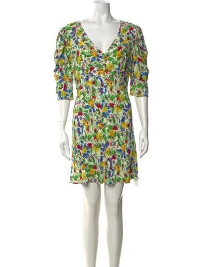 Pre-owned Saloni Floral Print Mini Dress In Neutral