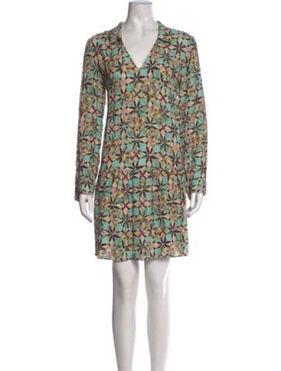 Pre-owned Saloni Floral Print Mini Dress In Neutral