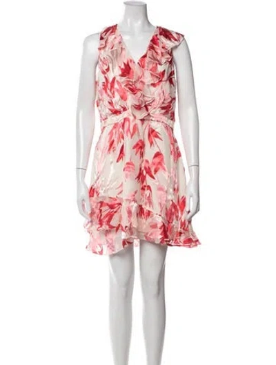 Pre-owned Saloni Floral Print Mini Dress In Neutrals