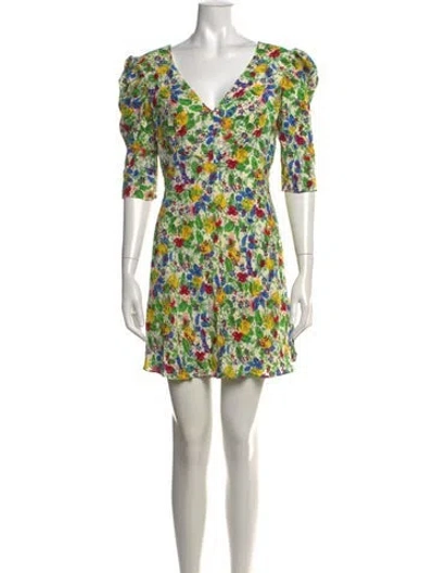 Pre-owned Saloni Floral Print Mini Dress In Neutrals