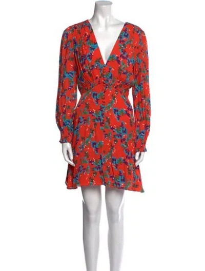 Pre-owned Saloni Floral Print Mini Dress In Orange