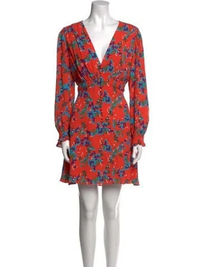 Pre-owned Saloni Floral Print Mini Dress In Orange