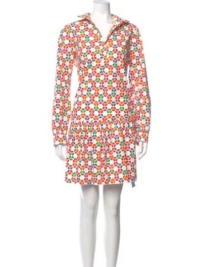 Pre-owned Saloni Floral Print Mini Dress In Orange