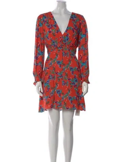 Pre-owned Saloni Floral Print Mini Dress In Orange