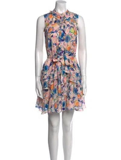 Pre-owned Saloni Floral Print Mini Dress In Pink