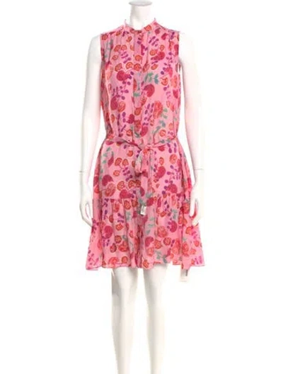 Pre-owned Saloni Floral Print Mini Dress In Pink