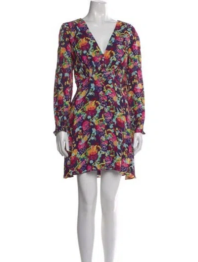 Pre-owned Saloni Floral Print Mini Dress In Pink