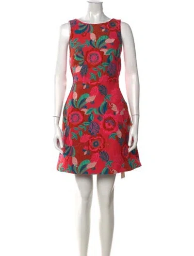 Pre-owned Saloni Floral Print Mini Dress In Pink
