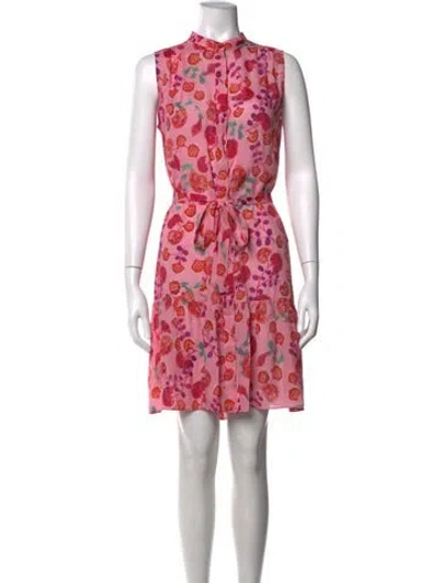 Pre-owned Saloni Floral Print Mini Dress In Pink