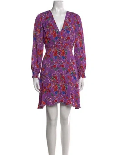 Pre-owned Saloni Floral Print Mini Dress In Purple
