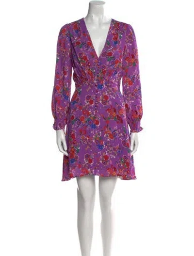 Pre-owned Saloni Floral Print Mini Dress In Purple