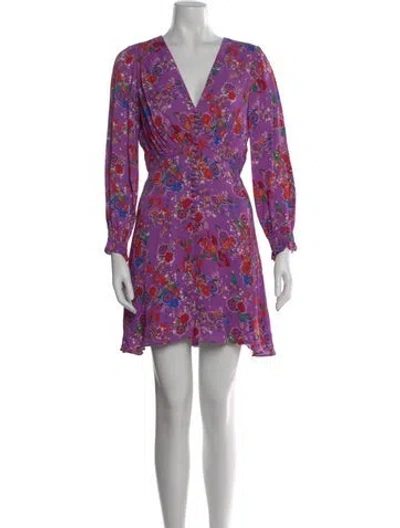 Pre-owned Saloni Floral Print Mini Dress In Purple