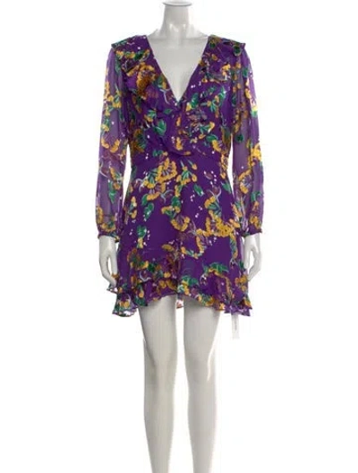Pre-owned Saloni Floral Print Mini Dress In Purple