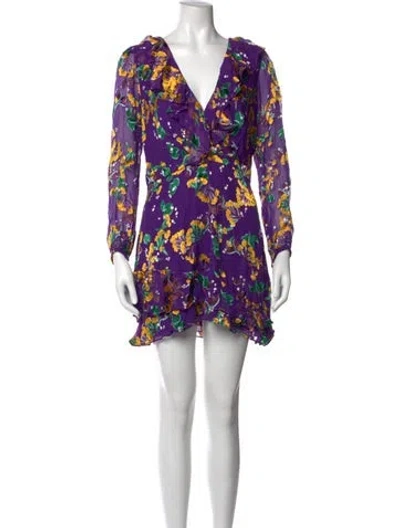 Pre-owned Saloni Floral Print Mini Dress In Purple