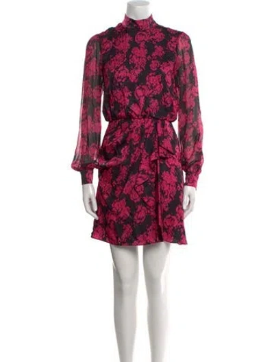 Pre-owned Saloni Floral Print Mini Dress In Red